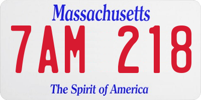 MA license plate 7AM218