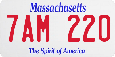 MA license plate 7AM220