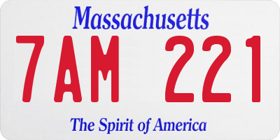 MA license plate 7AM221