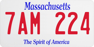 MA license plate 7AM224