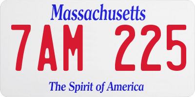 MA license plate 7AM225