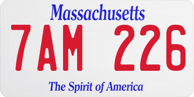MA license plate 7AM226