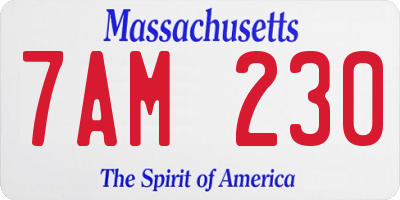MA license plate 7AM230