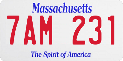 MA license plate 7AM231