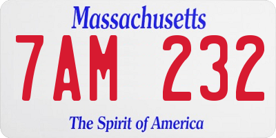 MA license plate 7AM232