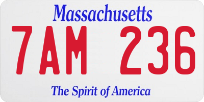 MA license plate 7AM236