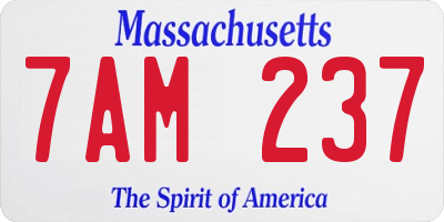 MA license plate 7AM237