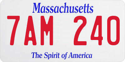 MA license plate 7AM240