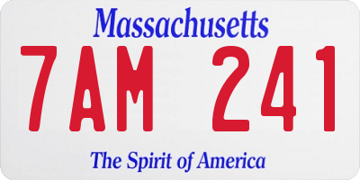 MA license plate 7AM241