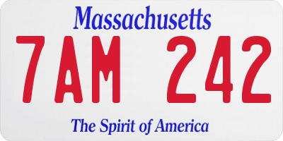 MA license plate 7AM242