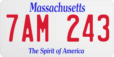 MA license plate 7AM243