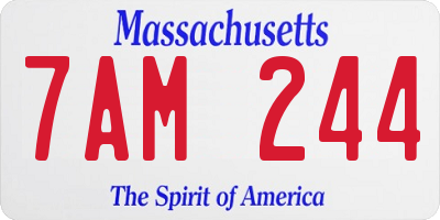 MA license plate 7AM244