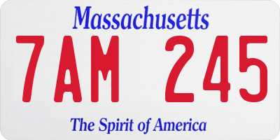 MA license plate 7AM245