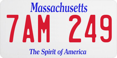 MA license plate 7AM249