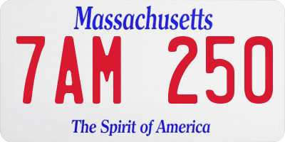MA license plate 7AM250