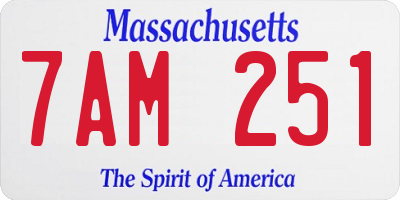 MA license plate 7AM251