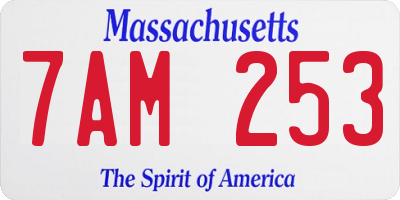 MA license plate 7AM253