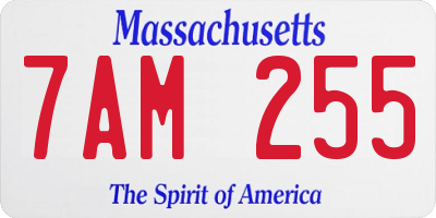 MA license plate 7AM255