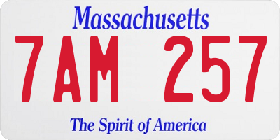 MA license plate 7AM257