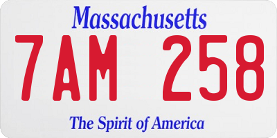 MA license plate 7AM258