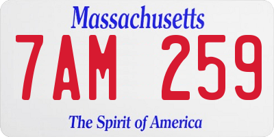 MA license plate 7AM259