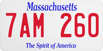MA license plate 7AM260