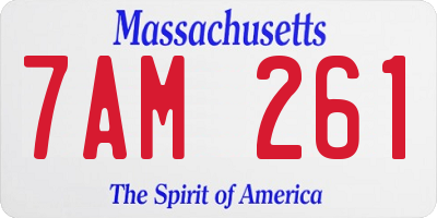 MA license plate 7AM261