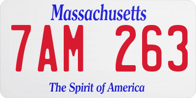 MA license plate 7AM263