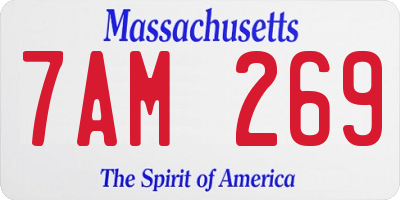 MA license plate 7AM269