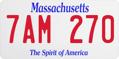 MA license plate 7AM270