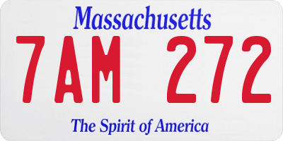 MA license plate 7AM272