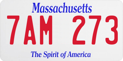 MA license plate 7AM273