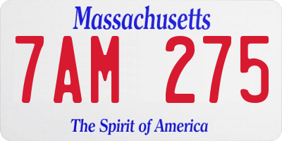MA license plate 7AM275