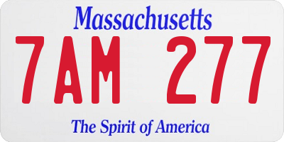 MA license plate 7AM277