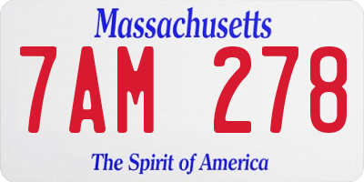 MA license plate 7AM278