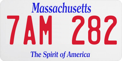 MA license plate 7AM282