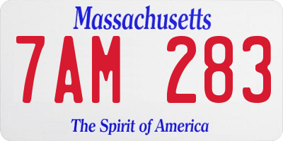 MA license plate 7AM283