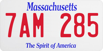 MA license plate 7AM285