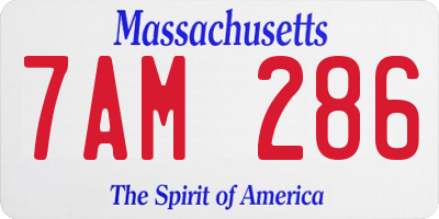 MA license plate 7AM286