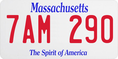 MA license plate 7AM290