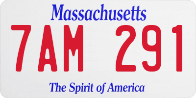 MA license plate 7AM291
