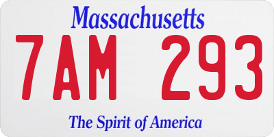 MA license plate 7AM293