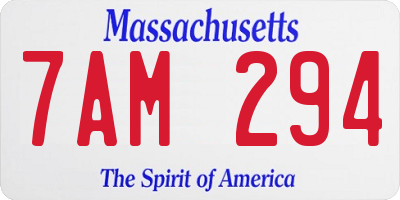 MA license plate 7AM294