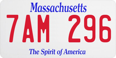 MA license plate 7AM296
