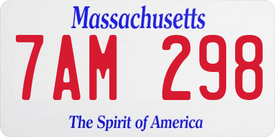 MA license plate 7AM298