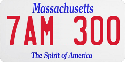 MA license plate 7AM300