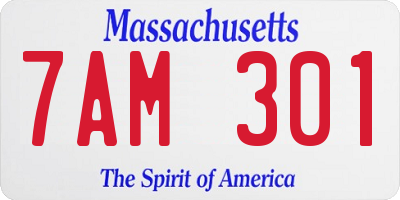 MA license plate 7AM301