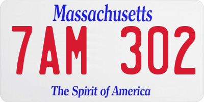 MA license plate 7AM302