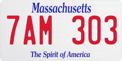 MA license plate 7AM303