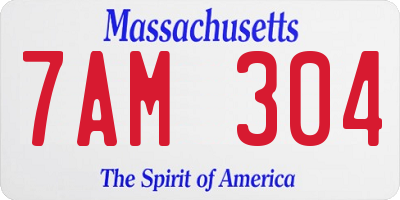 MA license plate 7AM304